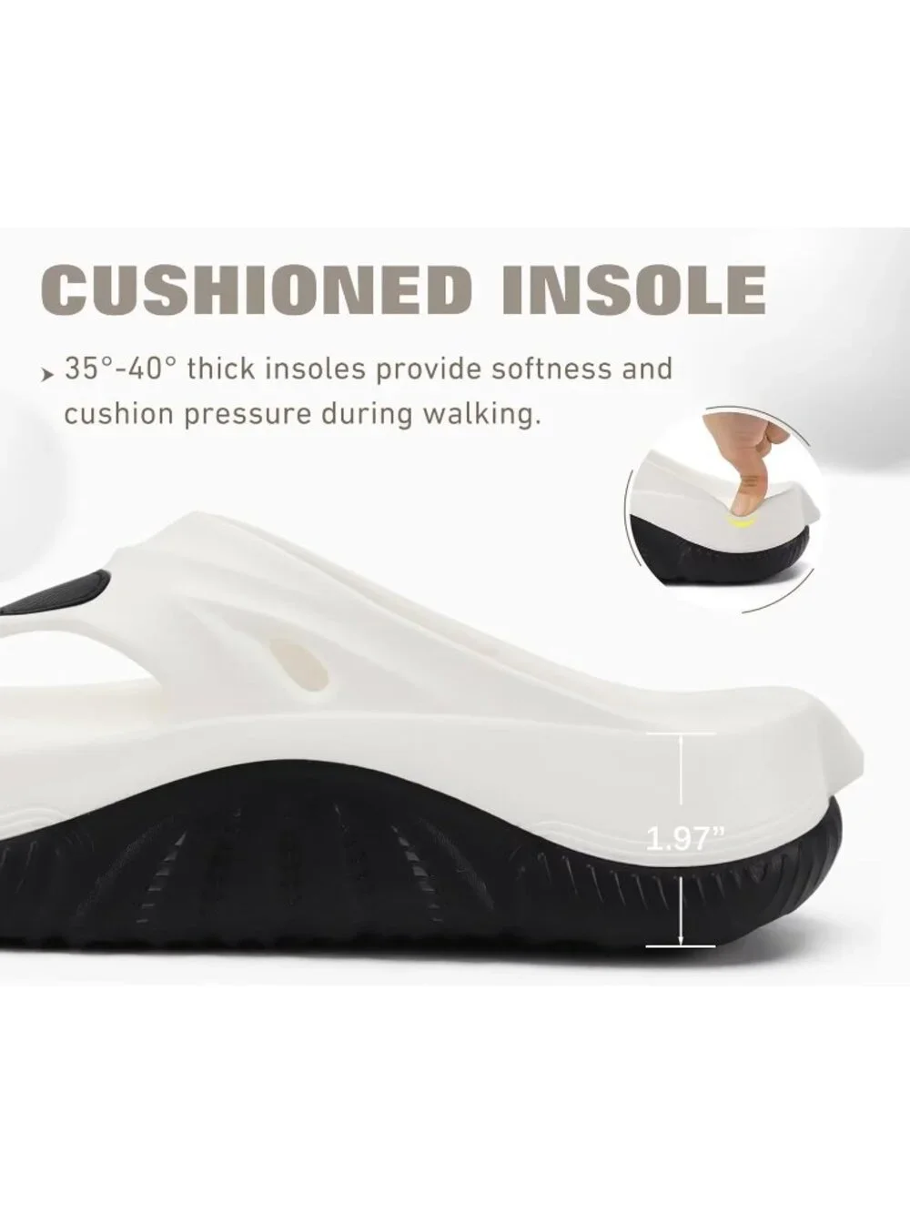 Men's Black White Orthopaedic Foot bed Flip Flops Fabric Toe Post Beach Sandals